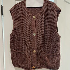 Brown Knit Sleeveless Sweater Vest sz L